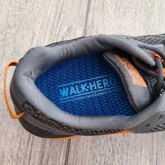 Skechers Men’s GoTrail Water-Repellent Trail Sneakers Gray/Orange Size 10.5 - Picture 11 of 13